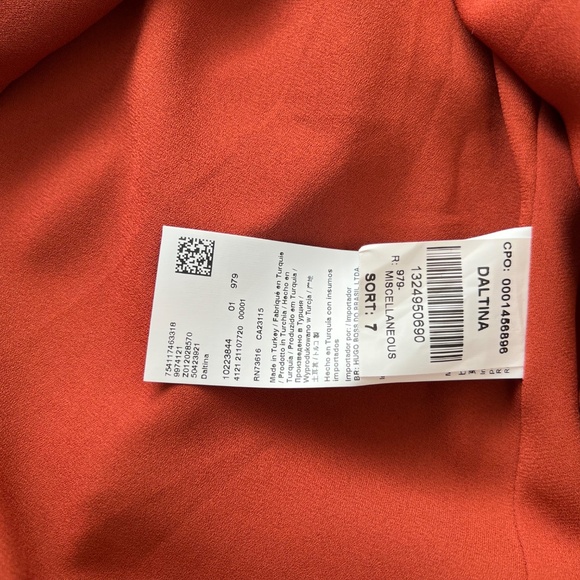 NWT Hugo Boss Dalton Dress Orange & Navy, Women's Size 0 - Picture 10 of 13